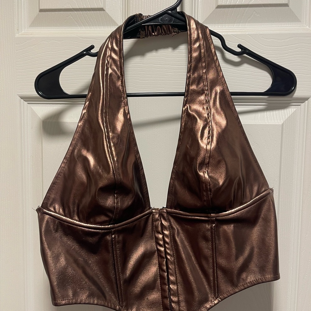 Bronze Metallic Halter Top